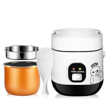 1.2L Mini Rice Cooker 2-Layer Steamer Multifunctional Cooking Pot Electric Insulation Heating Cooker Food Container Lunch Box (FMY) UK White