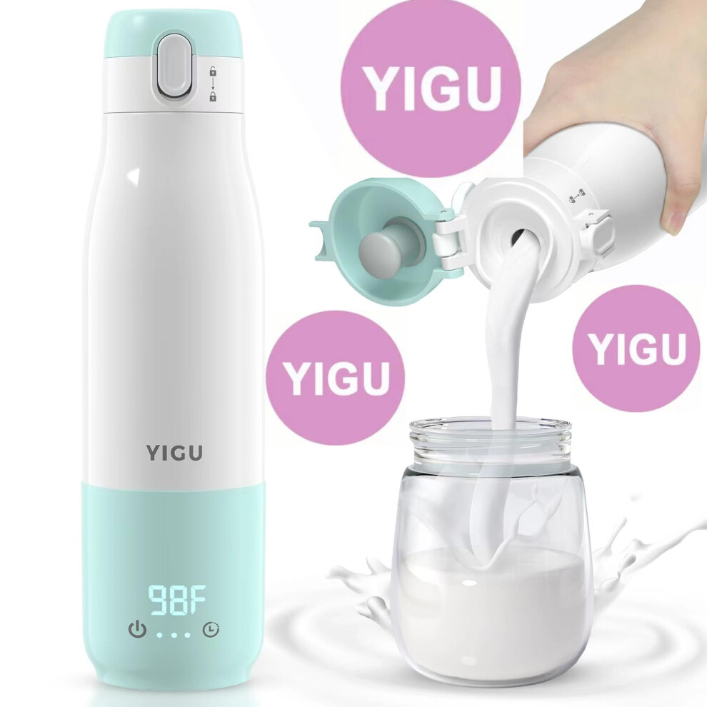 Portable Bottle Warmer with 13500mAh Battery, 80W Fast Heating for Breast Milk, 12oz Leakproof Design