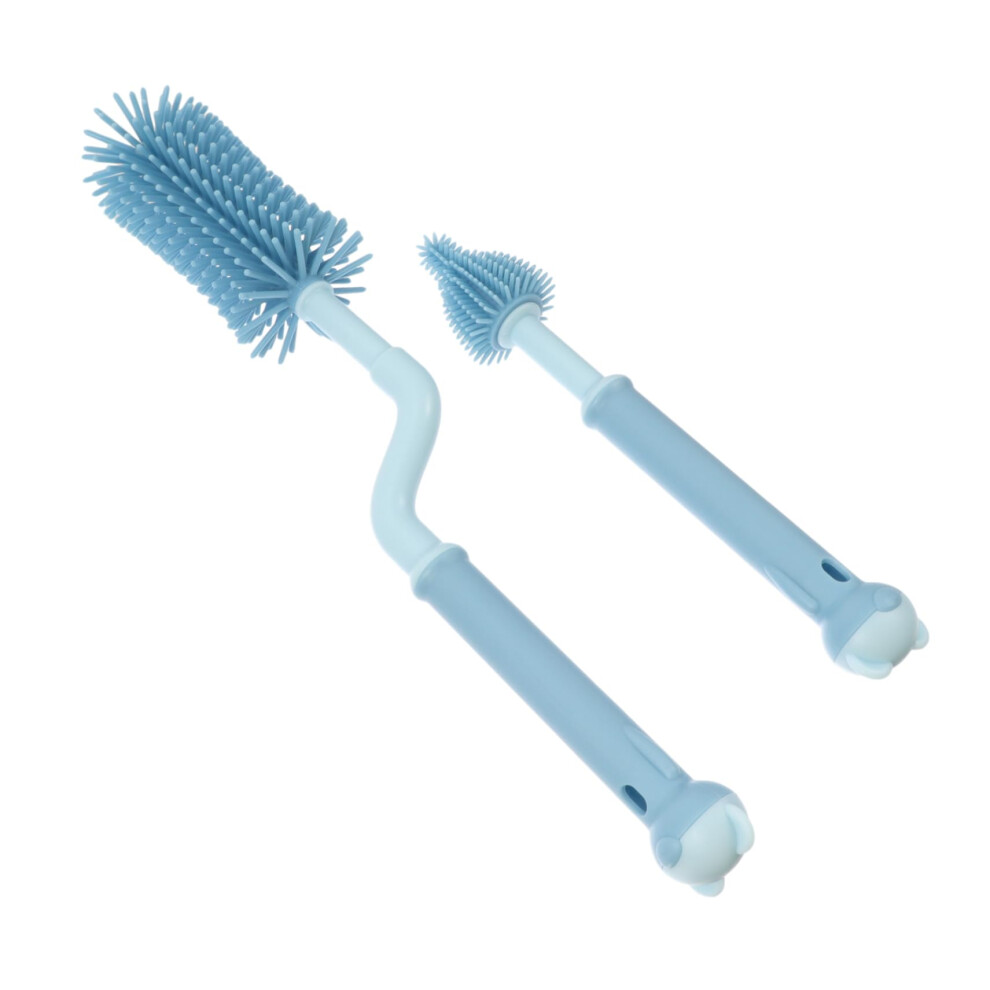 2Pcs Baby Bottle Brush Set with Long Handle, Silicone 360 Rotating Cleaner for Newborn Feeding