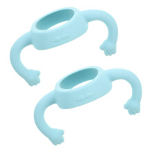 Baby Bottle Handle 2 Pack Sky Blue Silicone Ergonomic Grip for Wide Neck Infant Feeding Bottles