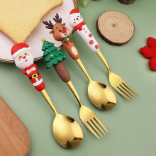 Christmas Coffee Spoons Set with Gold Stainless Steel, Holiday Tea Stirrers, 4 Pack GiftReady