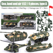 RRCSS Diecast Military Vehicle Toy Set, 4-Piece with Action Figures, Tanks, Armored Vehicles, Helicopters, Trucks, Submarines, Compatible with