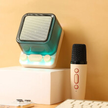 Donemore Portable Bluetooth Mic Speaker, Mini Mechanical RGB Buttons, Wireless Audio for Karaoke, Meetings, Outdoors, Speech, Party