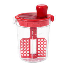 Salad Dressing Mixer with Scale and Egg Separator, Manual Salad Shaker Bottle with Lid, Red