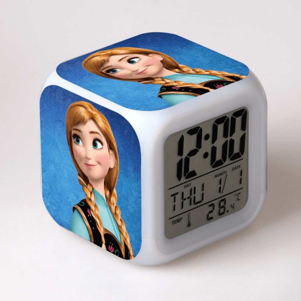 LED Alarm Clock with Frozen Pattern - Glowing Colorful Digital Desk Clock, Compatible with HTNL#185 - Gift for Kids, Adults