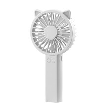 YOBOLK Mini Fan Portable USB Rechargeable, Silent 3-Speed, Handheld Night Light Fan, Compatible with Outdoor Use, Kitty Design