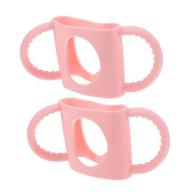 2pcs Silicone Bottle Handles with Secure NonSlip Grip, Removable Soft Holders for Feeding Bottles, Pink