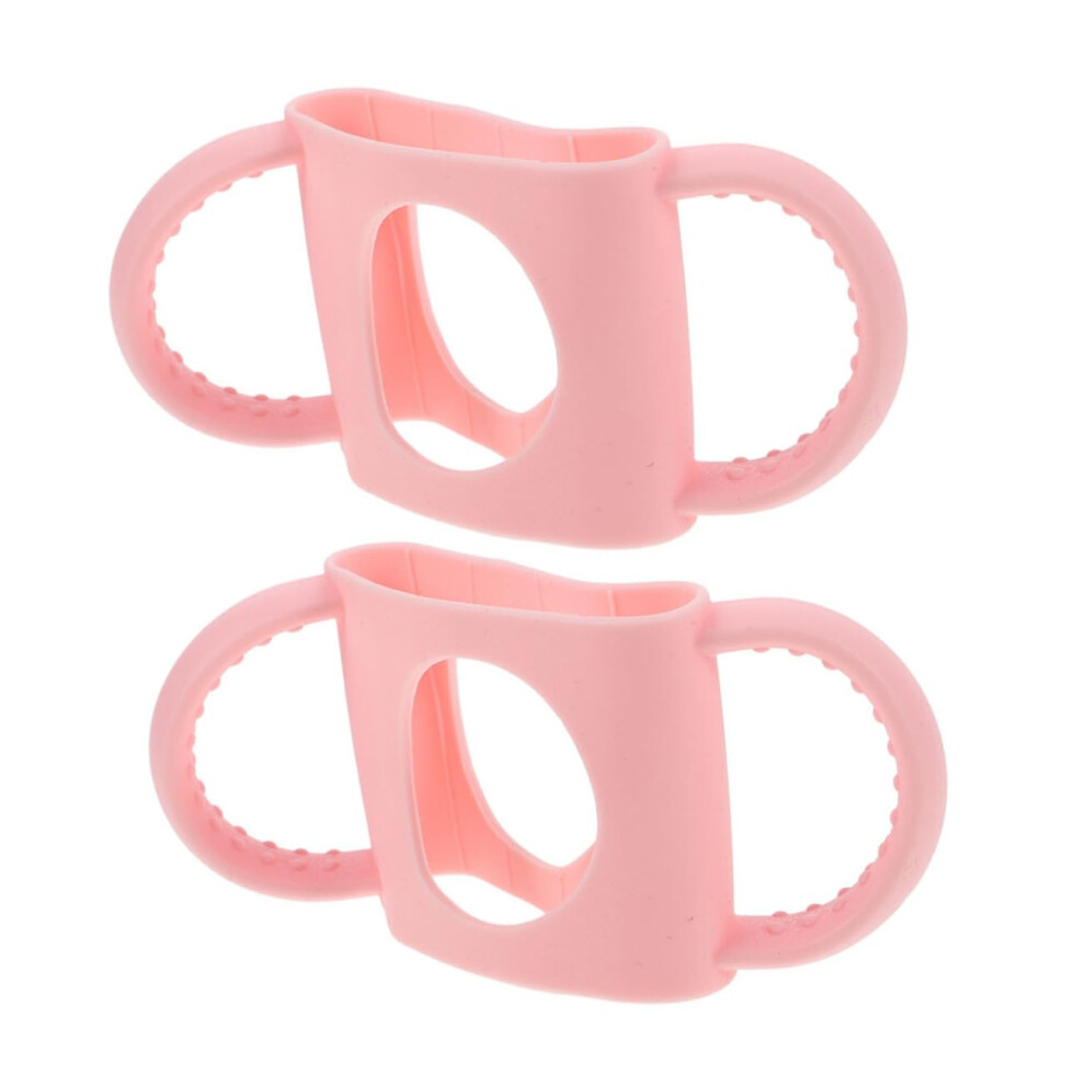 2Pcs Silicone Bottle Handles With Secure Nonslip Grip, Removable Soft Holders For Feeding Bottles, Pink