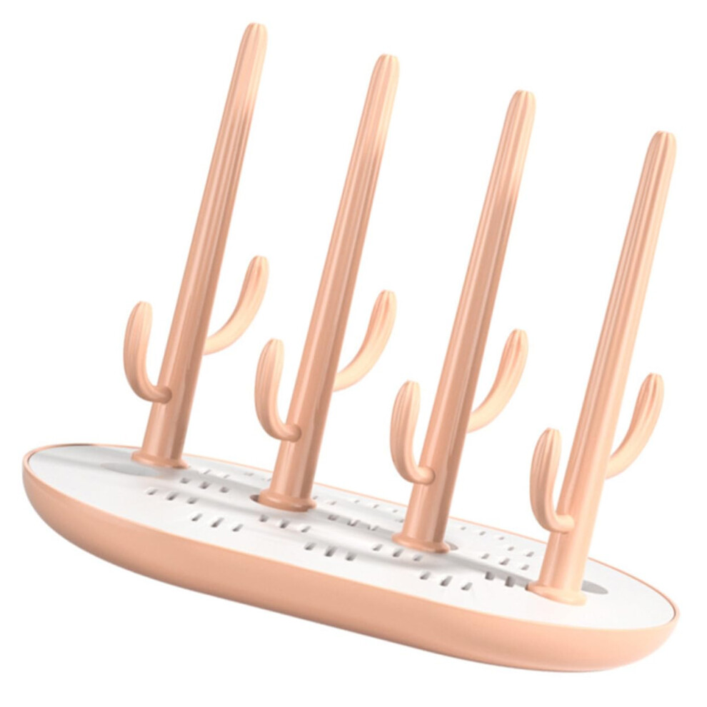 Baby Bottle Drying Rack With Removable Tray, Countertop Organizer For Bottles And Pacifiers, Pink