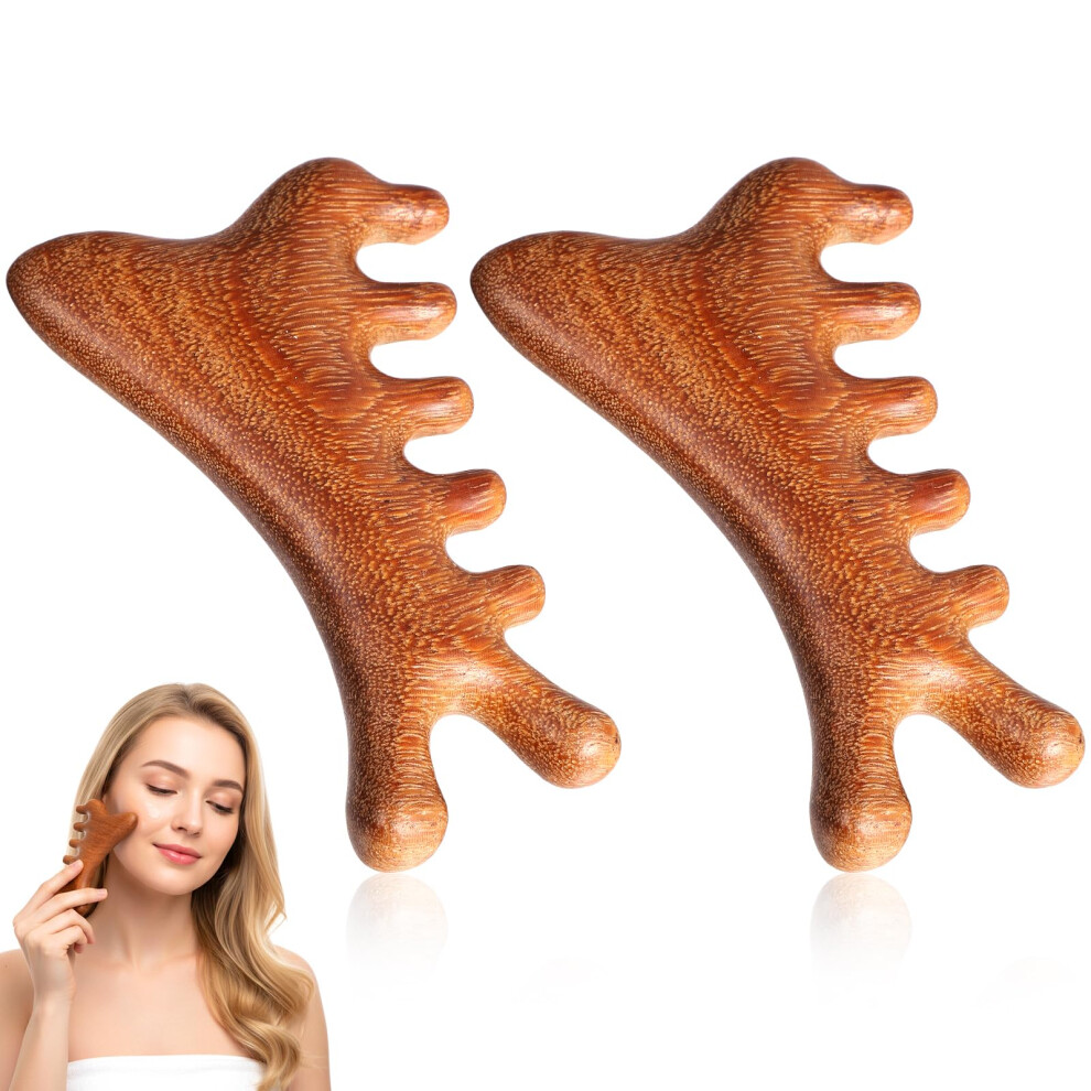 Wooden Scalp Massager Sandalwood Comb Set for Head Massage, Facial Gua Sha, Relaxation