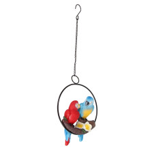Décoration de jardin extérieur, motif oiseau tropical, anneau en métal peint à la main, figurine d'oiseau réaliste pour décoration de patio,