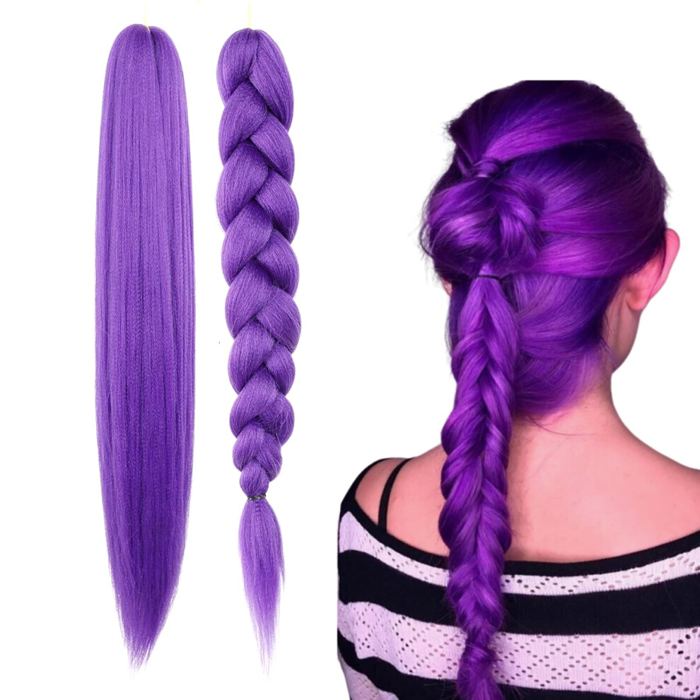 Purple Braiding Hair Extensions 26 Inch Prestretched Synthetic for Braids Cosplay Party 300g