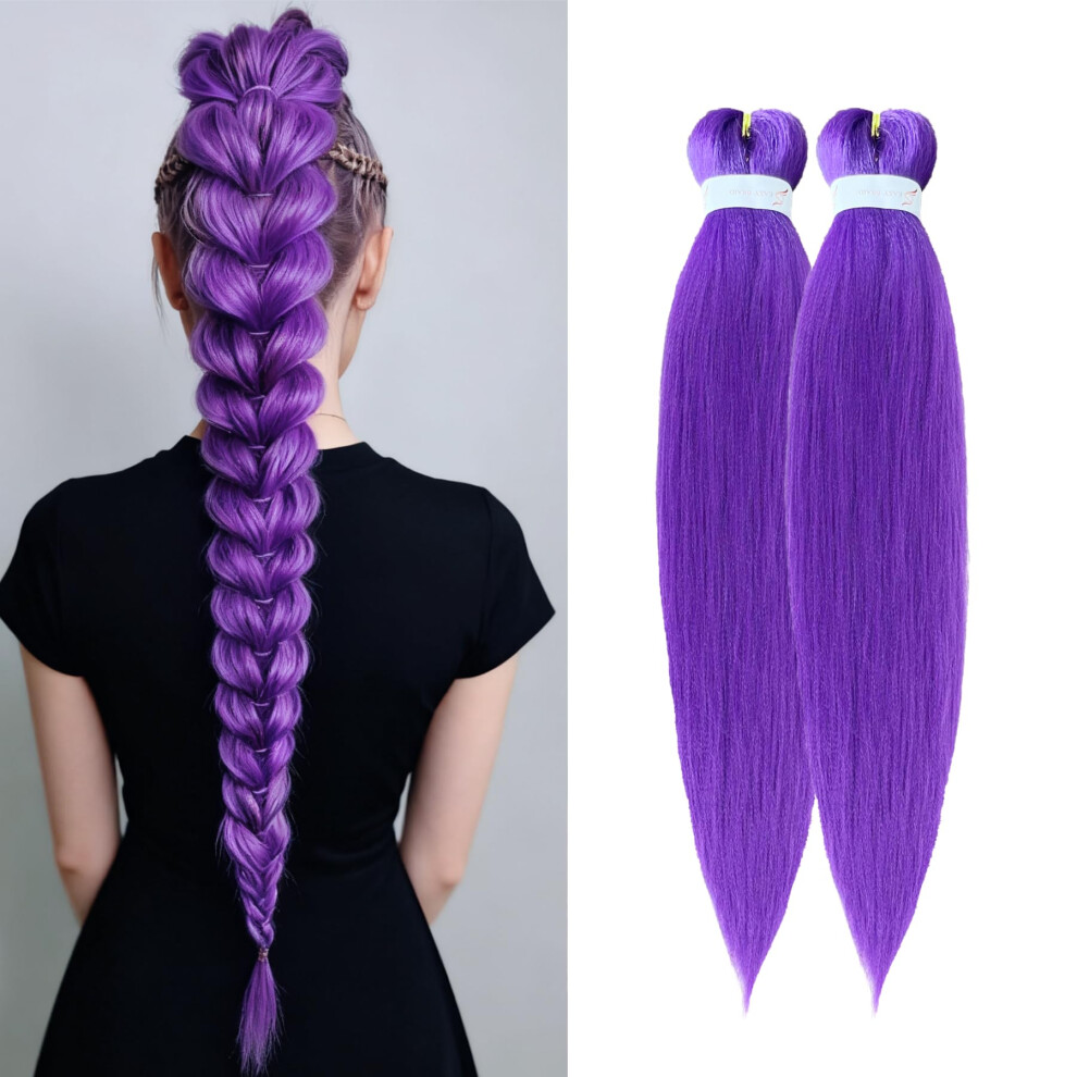 Purple Braiding Hair 24 Inch Pre Stretched Extensions for Box Braids Twists and Cosplay