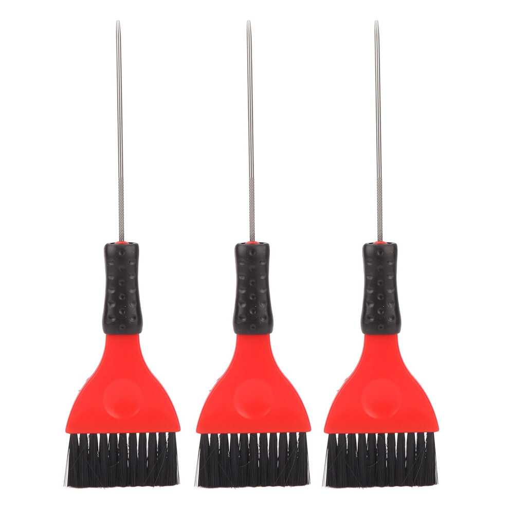 3Pcs Professional Hair Dye Brush Set with Stainless Steel Pin and Soft Nylon Bristles for Salon and Home Use
