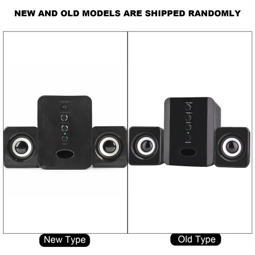 Mini USB 2.1 Wired Stereo Speaker Set with Bass, Black