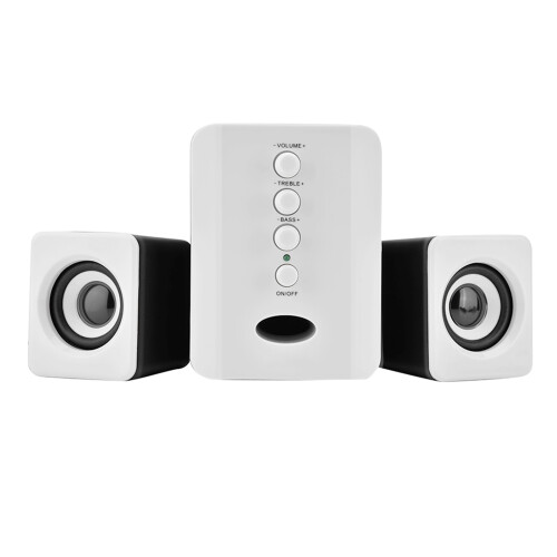 Mini USB 2.1 Wired Combo Speaker with Bass, Treble & Volume Control, White 2