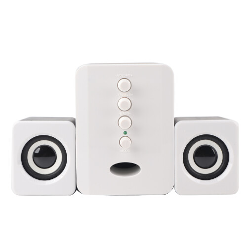 Mini USB 2.1 Wired Combo Speaker with Bass, Treble & Volume Control, White 1