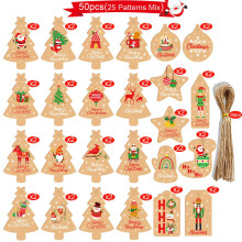 50 Vintage Holiday Gift Tags with String and Santa Claus - Perfect for Christmas Gift Wrapping and Home Decor