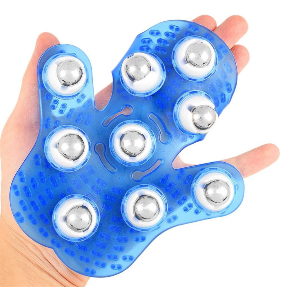 Palm 9 Balls Body Massager Massage Glove Hand Held Blue