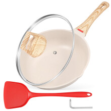 Wekvgz 2Pcs Nonstick Deep Frying Pan with Lid, Efficient Saute Skillet with Ergonomic Handle, Multifunctional for Induction Stovetops