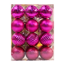 LSLJS 24 Pcs 1.57" Shatterproof Sparkly Christmas Ball Ornaments, Hot Pink Glitter Bauble Sphere Pendants for Xmas Tree & Party Decorations