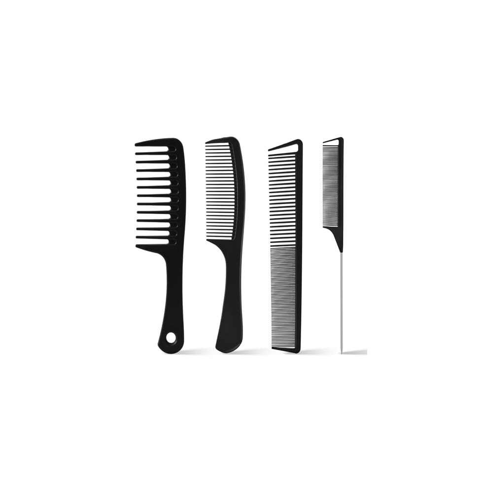 Professional Hair Comb Set 4pcs Carbon Fiber Barber Combs for Hair Cutting and Styling