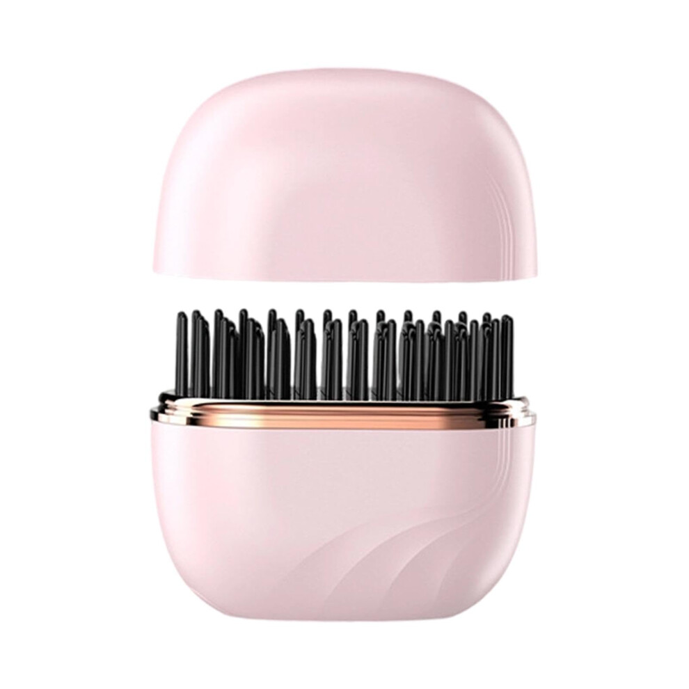 Pink Cordless Hair Straightener Brush With Fast Heating And Frizz Reduction, Lightweight Travel Size,