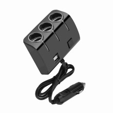 Auto 3-Wege Zigarettenanzünderstecker Splitter mit Dual USB-Ladeadapter