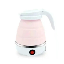 Travel Electric Kettle 0.8L Foldable Silicone Quick Heating Compact Design for Camping with US Plug Pink