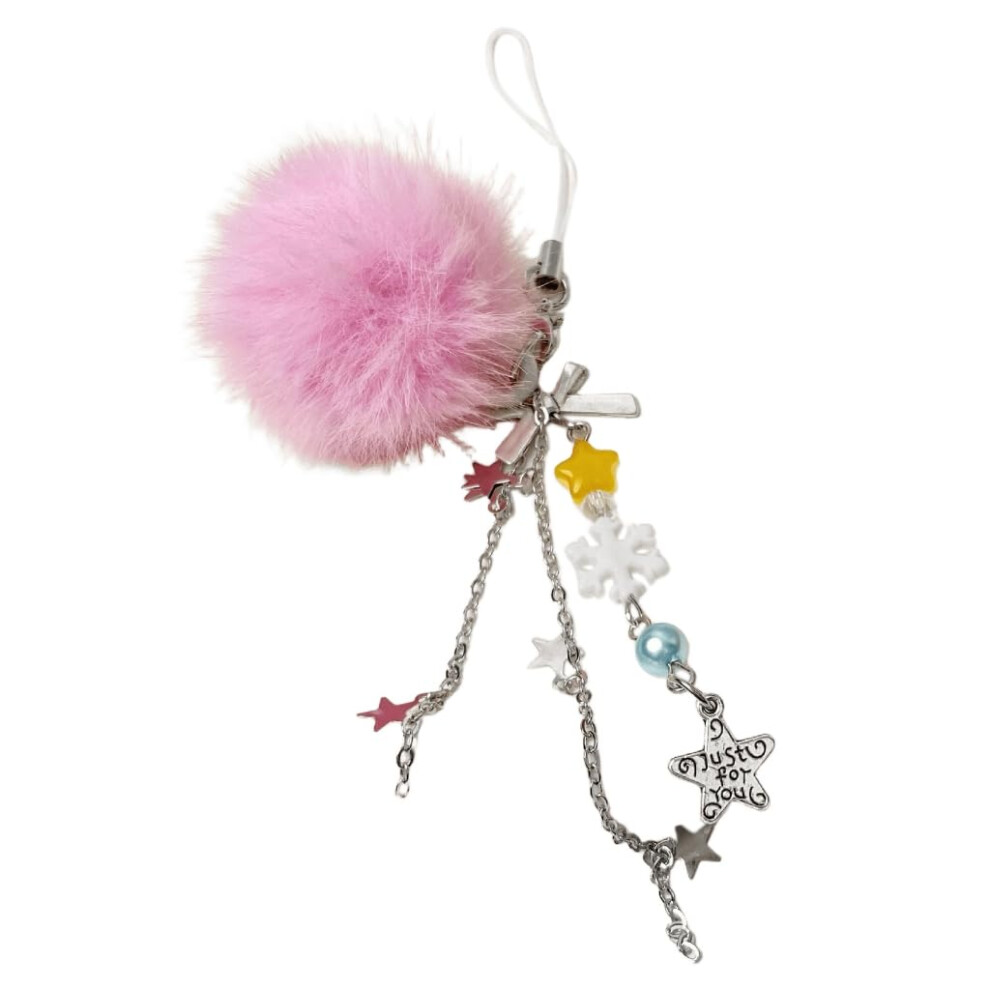 Christmas Snowflake Phone Charm With And Beads, Plush Grip, 16Cm Universal Lanyard Pink/White 9070919182273