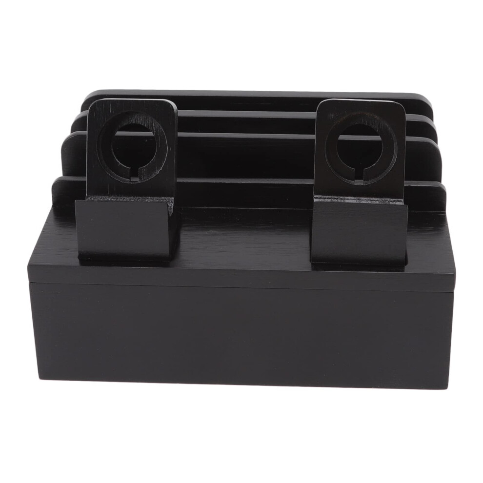 Bamboo Charging Station 5 Port Dock Organizer With Magnetic Cable Management And Watch Holder Black 9070919182907