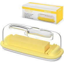 Butter Dish with Lid and Knife, Airtight Butter Keeper for Countertop or Fridge with Portion Marks