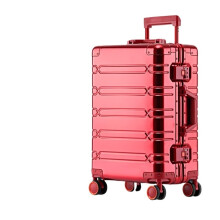 20 Inch Red Aluminum Spinner Suitcase with Rigid Shell, 360 Wheels and Security Lock