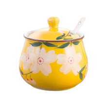 Japanese Hand Painted Ceramic Sugar Bowl with Lid and Spoon, Food Safe Kitchen Storage Jar