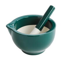 Ceramic Mortar and Pestle Set for Kitchen Garlic Grinding Bowl with Ergonomic Grip and Pour Spout