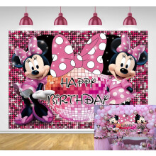 Pink Mouse Backdrop Party Supplies Photography Backdrop 1st 2nd 3rd Birthday Background Princess Girls Hot Pink