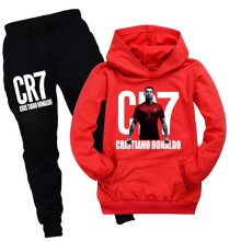Cristiano Ronaldo CR7 Kids Sports Set Long Sleeve Hoodie Pants Casual Outfits Red 140cm