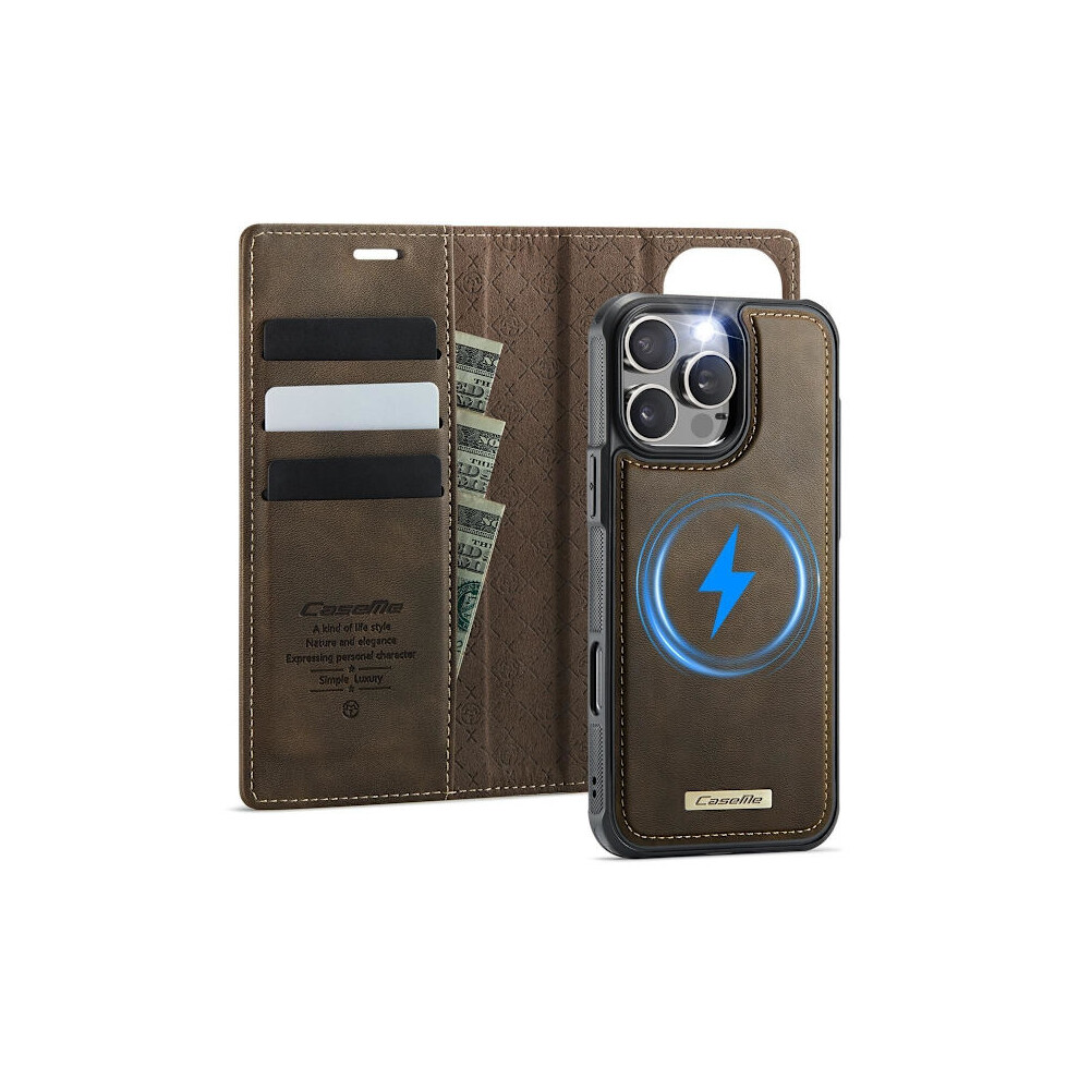 (For Compatible With Iphone 13) Caseme 2 In 1 Magsafe Detachable Wallet Case With 3 Card Slots And Rfid Protection Brown 9389440767553