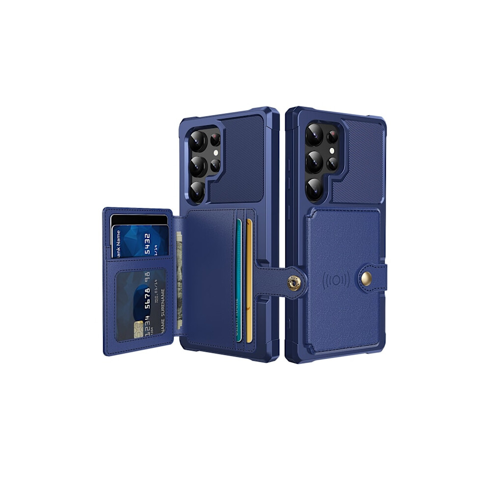 Compatible With Samsung Galaxy S24 Ultra - Smart And Stylish Case - 4 Card Slots Navy Blue 9389440767607