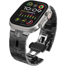 Compatible with Apple Watch Ultra Strap for Men 49mm, 45mm, 44mm, 42mm, Stainless Steel Black Metal Bracelet for iWatch