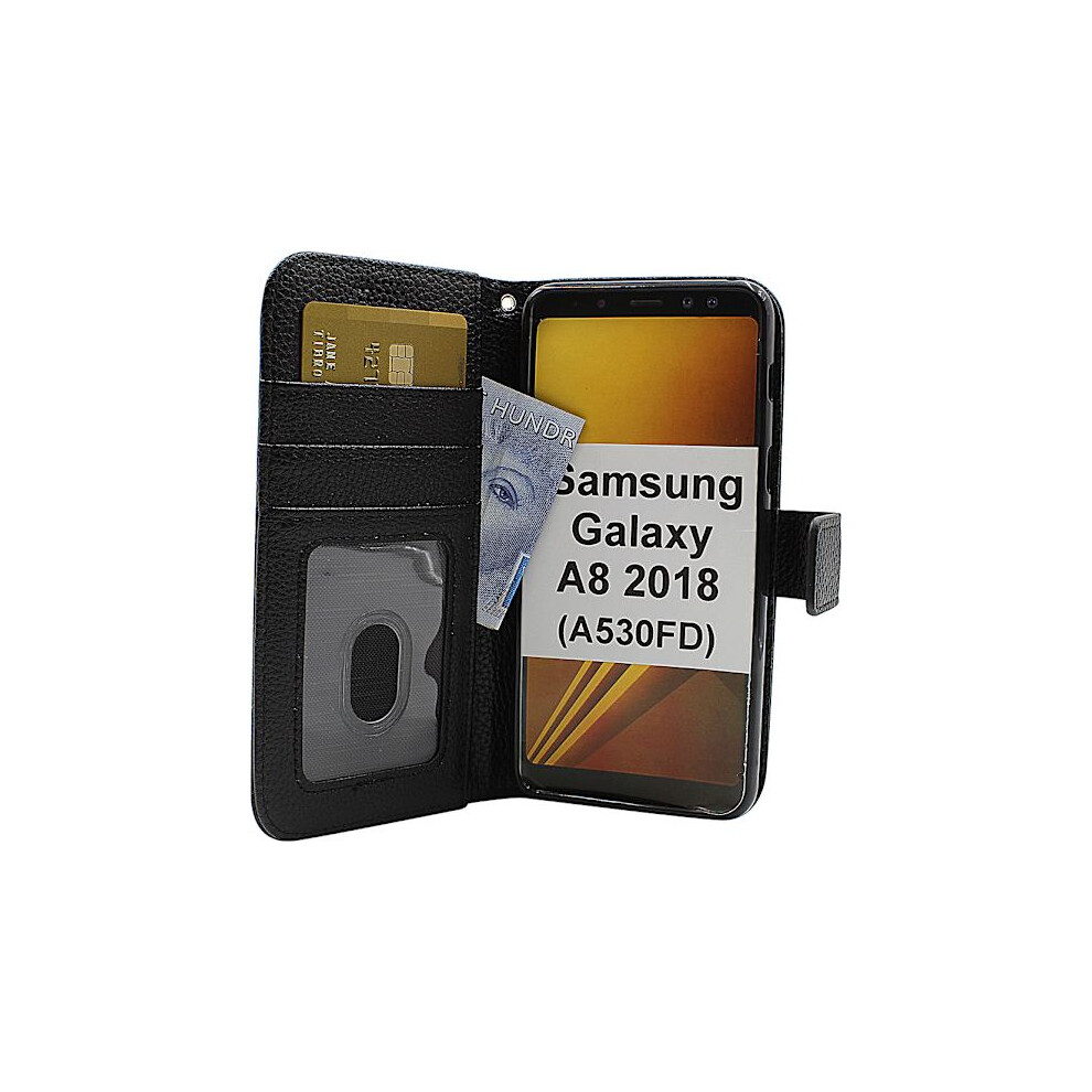 New Standcase Wallet Compatible With Samsung Galaxy A8 2018 (A530fd) Black 9389440767935