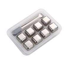 Kayannuo 304 Stainless Steel Instant Ice Cubes Set, 8pcs Metal Ice Balls + 1pc Clips, compatible with Whiskey Beer Cooler