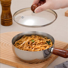 Stainless Steel Milk Pot Saucepan with CoolTouch Wooden Handle for Induction and Gas Stoves