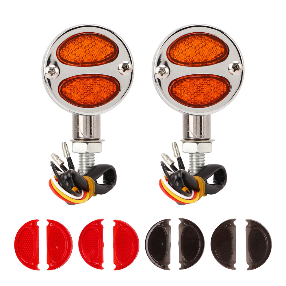 Dual Color Motorcycle Led Turn Signal 12V Universal Electroplated Light 7651382822051