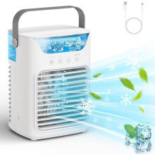 Portable Air Cooler and Evaporative Cooling Fan with 3 Speeds, 2 Mist Modes, LED Light, 650ML Tank, USB Powered for Home Office Outdoor