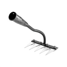 Heavy Duty Carbon Steel Garden Rake for Weeding with Ergonomic Grip, 6Tooth Iron Lawn Tool