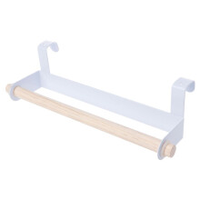 Kitchen Towel Holder with Foldable RustResistant Iron Design for Under Cabinet or Over Door Use White