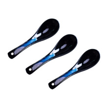 3Pcs Japanese Style Ceramic Soup Spoons for Porridge and Rice, Multipurpose Dining Set