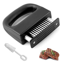 Stainless Steel Meat Tenderizer with 48 Sharp Needle Blades for Steak, Chicken and BBQ Cooking