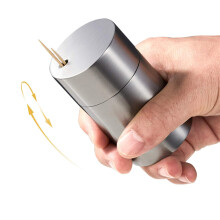SUS304 Stainless Steel Toothpick Holder with Brushed and Glossy Cylinder Design
